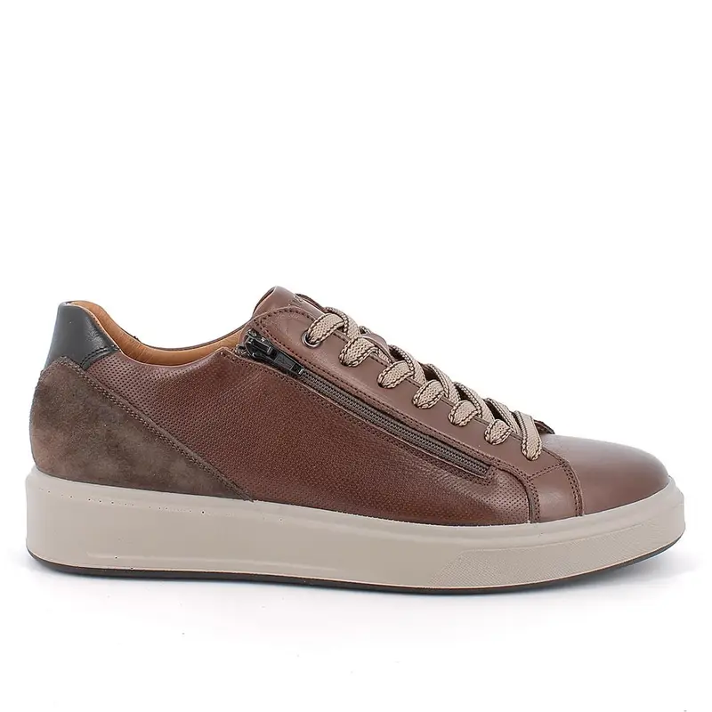 Sneakers da uomo marrone con zip