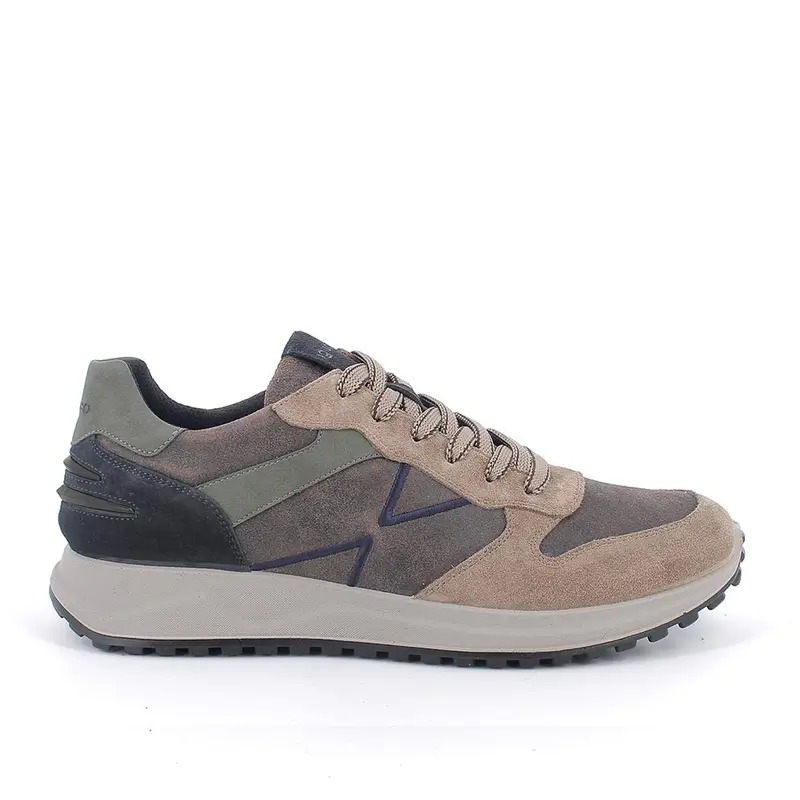 Sneakers da uomo marrone e beige con lacci
