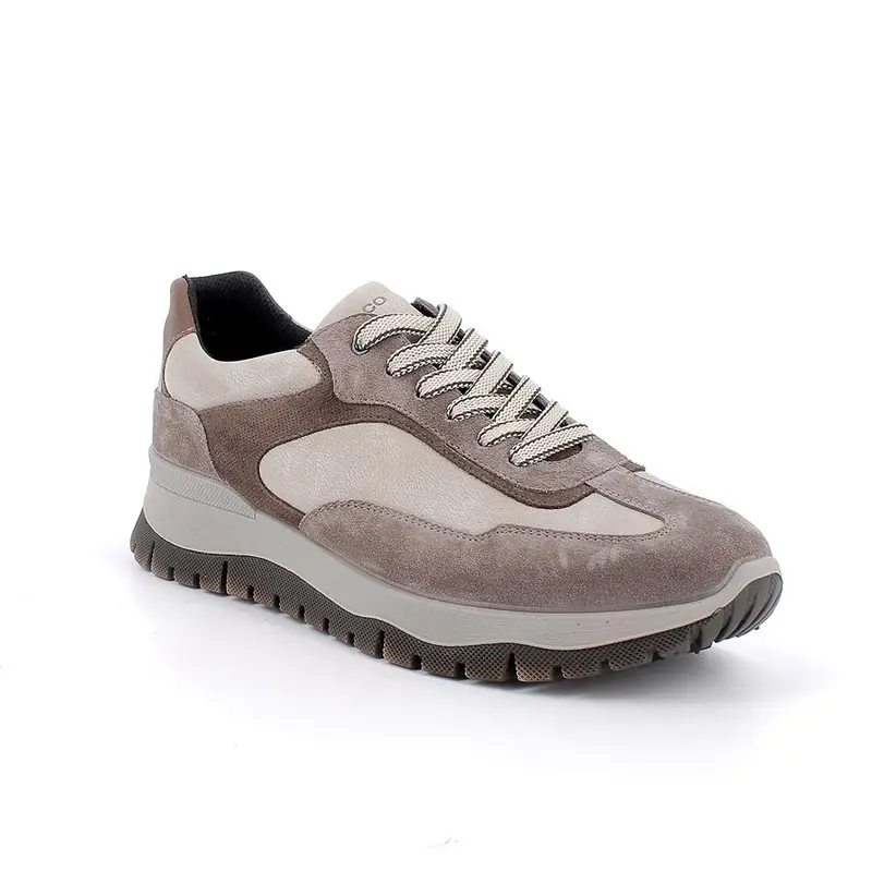 Sneakers da uomo marrone e grigio con lacci miniatura 2