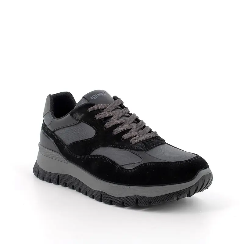 Sneakers da uomo nero con lacci miniatura 2