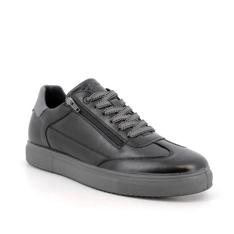 Sneakers da uomo nero con zip miniatura 2