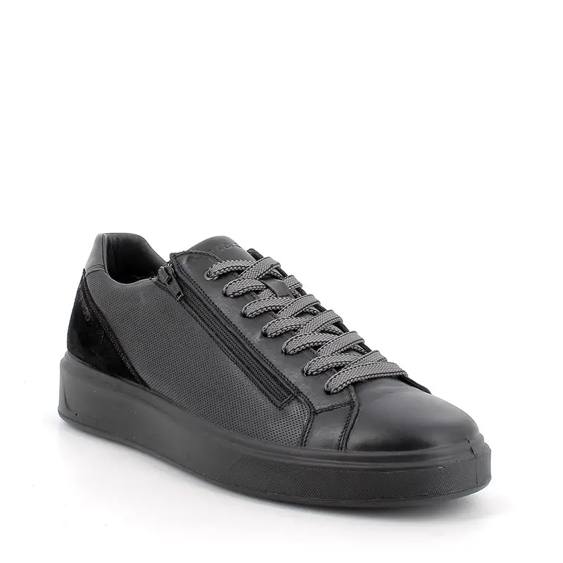 Sneakers da uomo nero con zip miniatura 2