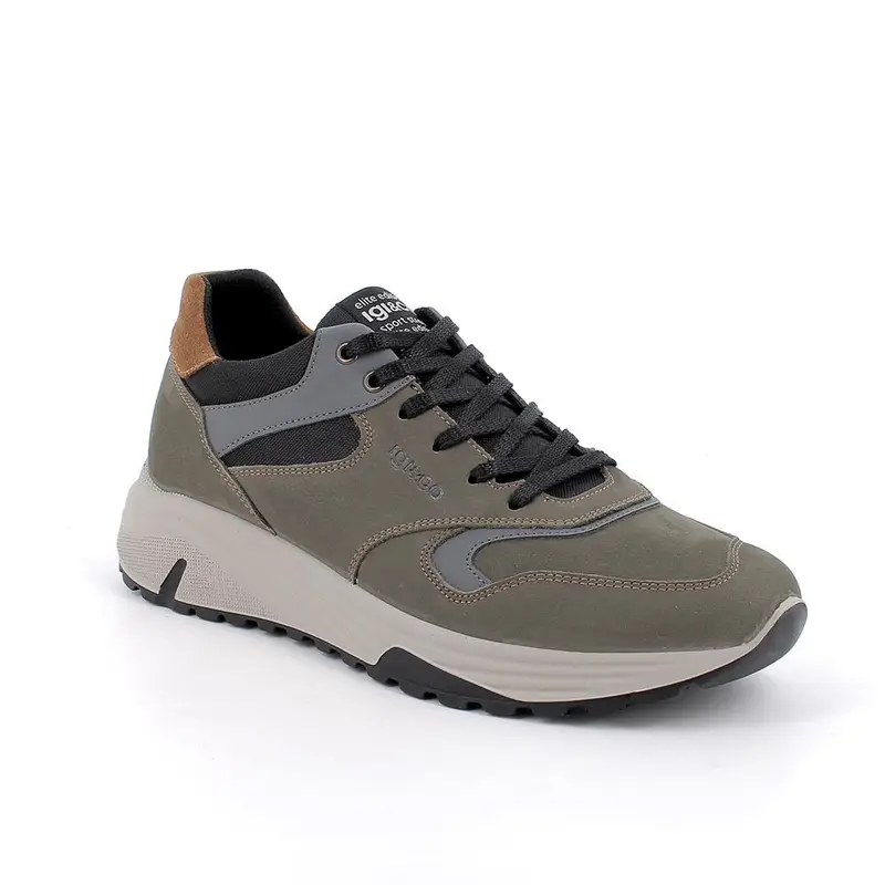 Sneakers da uomo verde con lacci miniatura 2