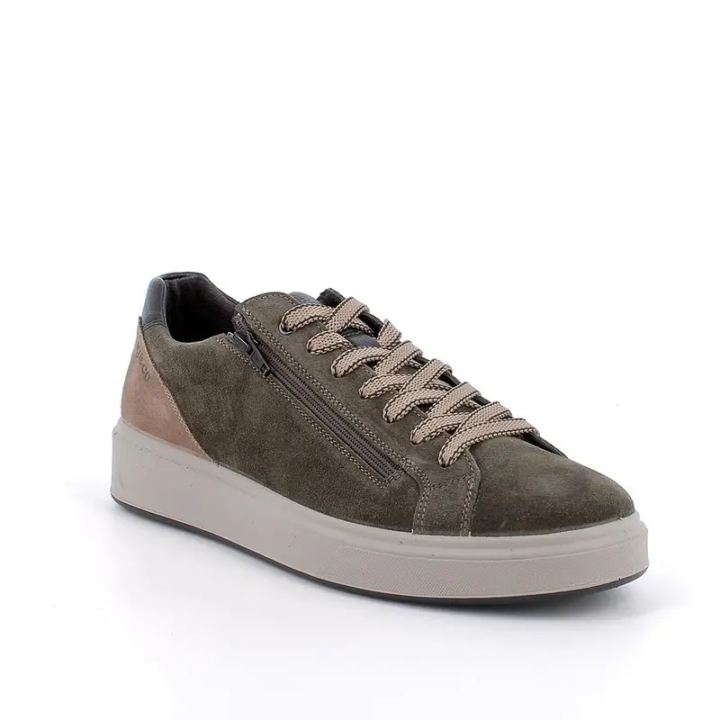 Sneakers da uomo verde con zip miniatura 2