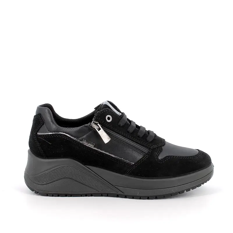 Sneakers gore-tex con zeppa da donna nero con zip