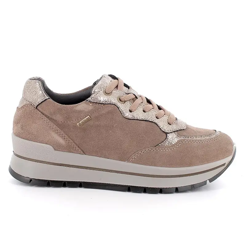 Sneakers gore-tex da donna beige con lacci