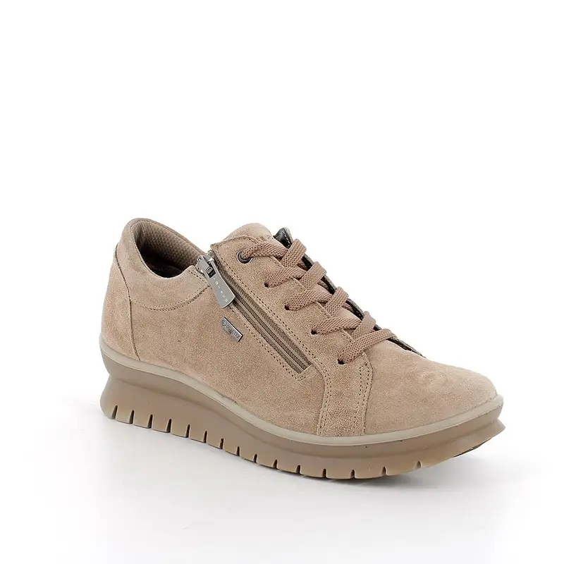 Sneakers gore-tex da donna beige con zip miniatura 2