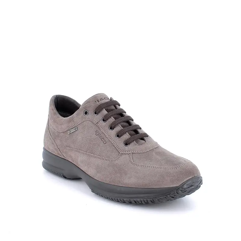 Sneakers gore-tex da uomo marrone e grigio con lacci miniatura 2