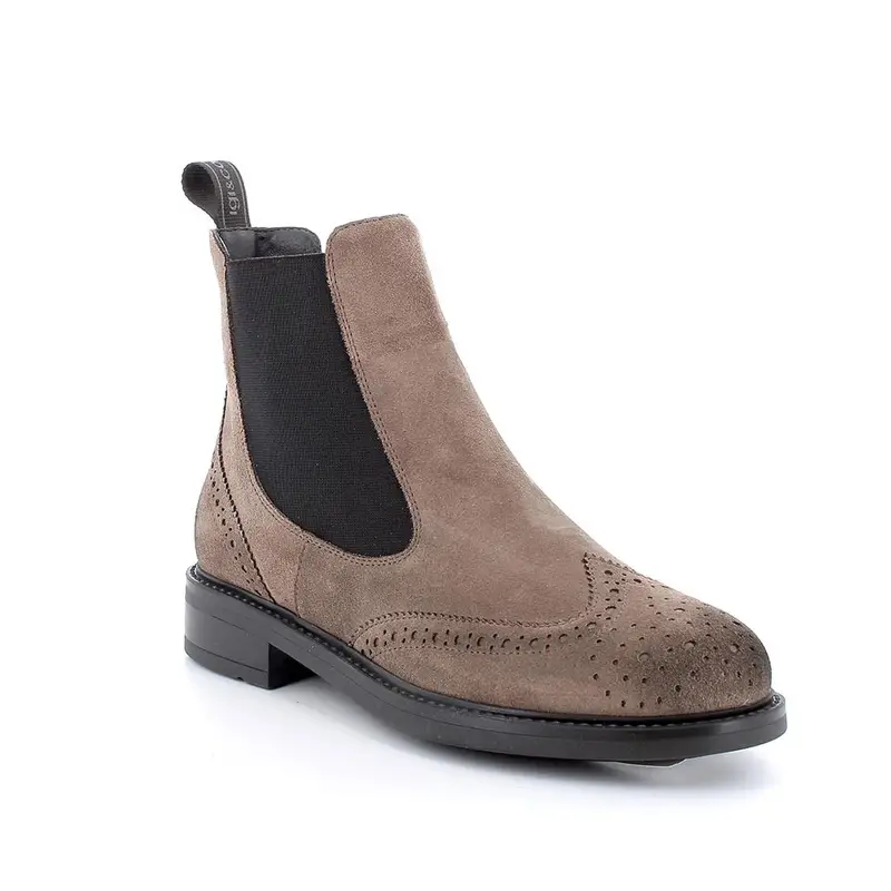 Stivaletti beatles da donna beige con elastico miniatura 2