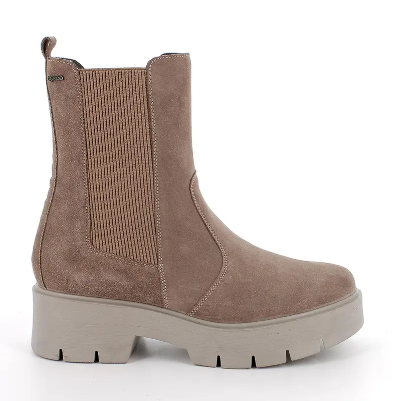 Stivaletti beatles da donna beige con zip