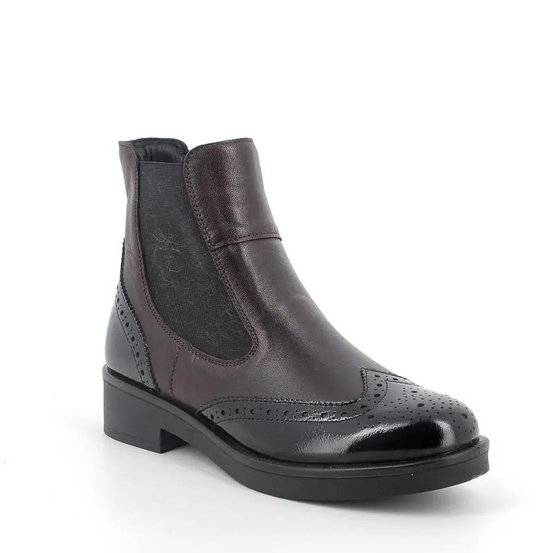 Stivaletti beatles da donna bordò e nero con elastico miniatura 2