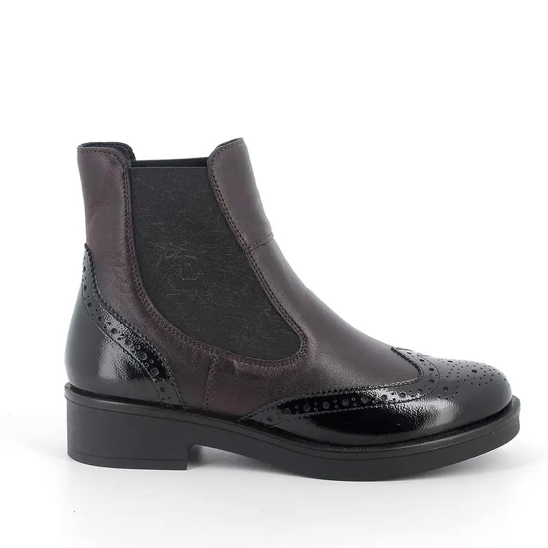 Stivaletti beatles da donna bordò e nero con elastico