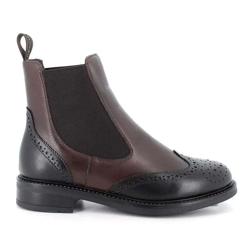 Stivaletti beatles da donna marrone e nero con elastico