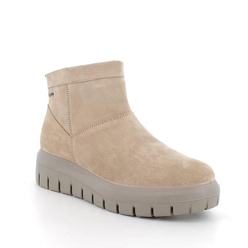 Stivaletti con zeppa da donna beige con zip miniatura 2