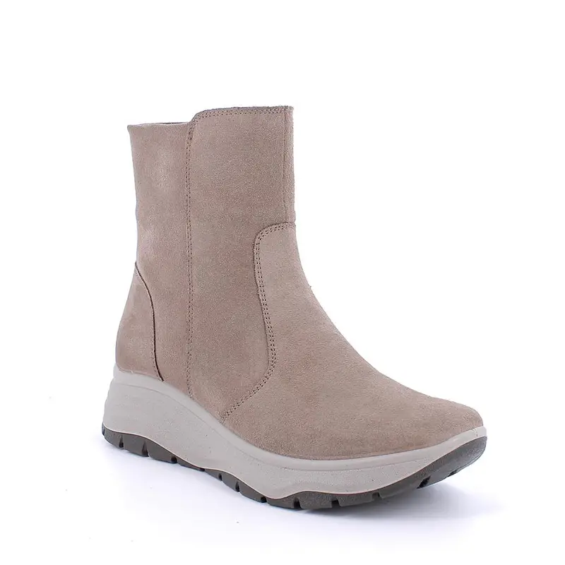 Stivaletti con zeppa da donna beige con zip miniatura 2