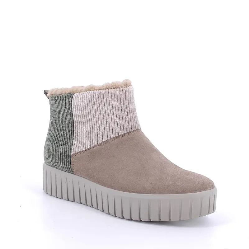 Stivaletti con zeppa da donna beige e verde con zip miniatura 2