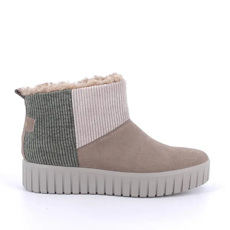 Stivaletti con zeppa da donna beige e verde con zip