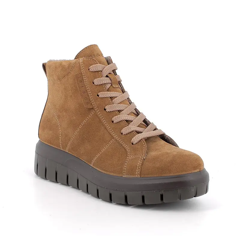 Stivaletti con zeppa da donna marrone con zip miniatura 2