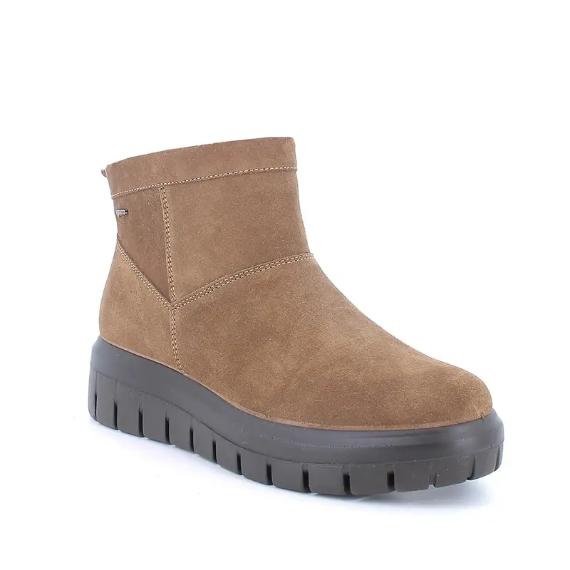 Stivaletti con zeppa da donna marrone con zip miniatura 2