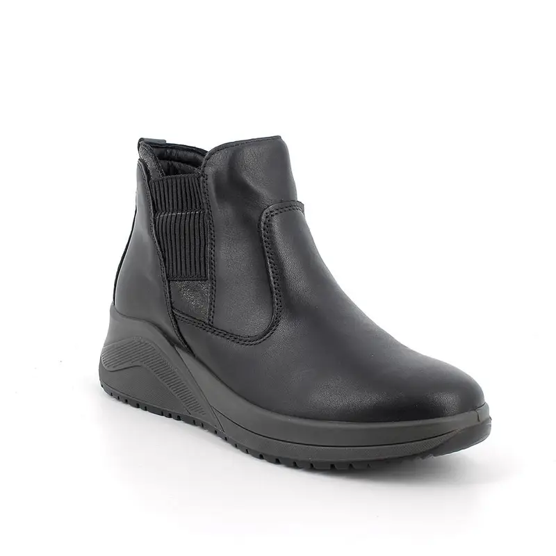 Stivaletti con zeppa da donna nero con zip miniatura 2