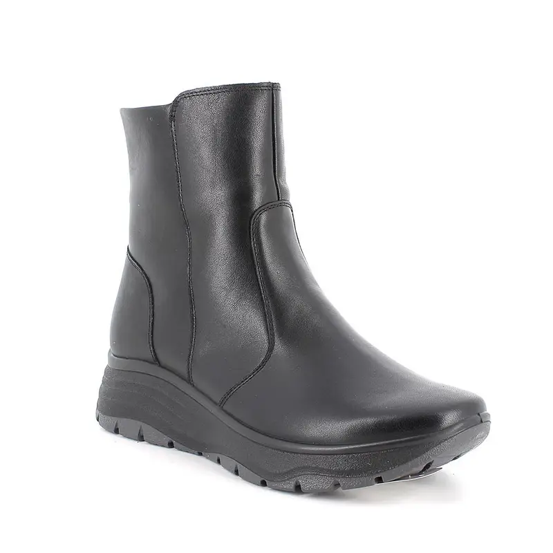 Stivaletti con zeppa da donna nero con zip miniatura 2