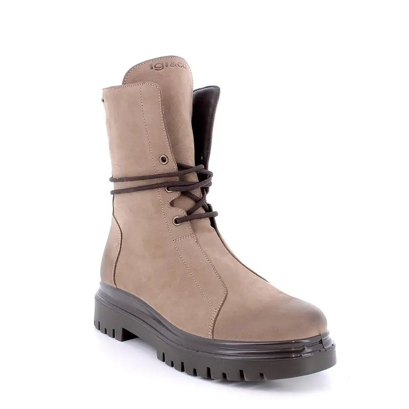 Stivaletti da donna beige con zip miniatura 2