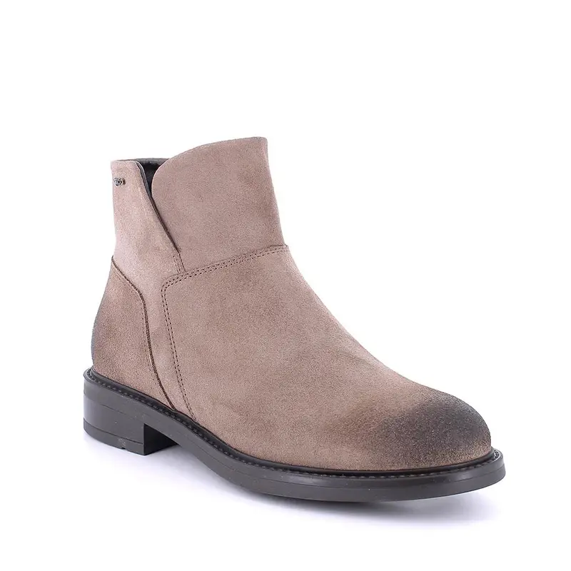 Stivaletti da donna beige con zip miniatura 2