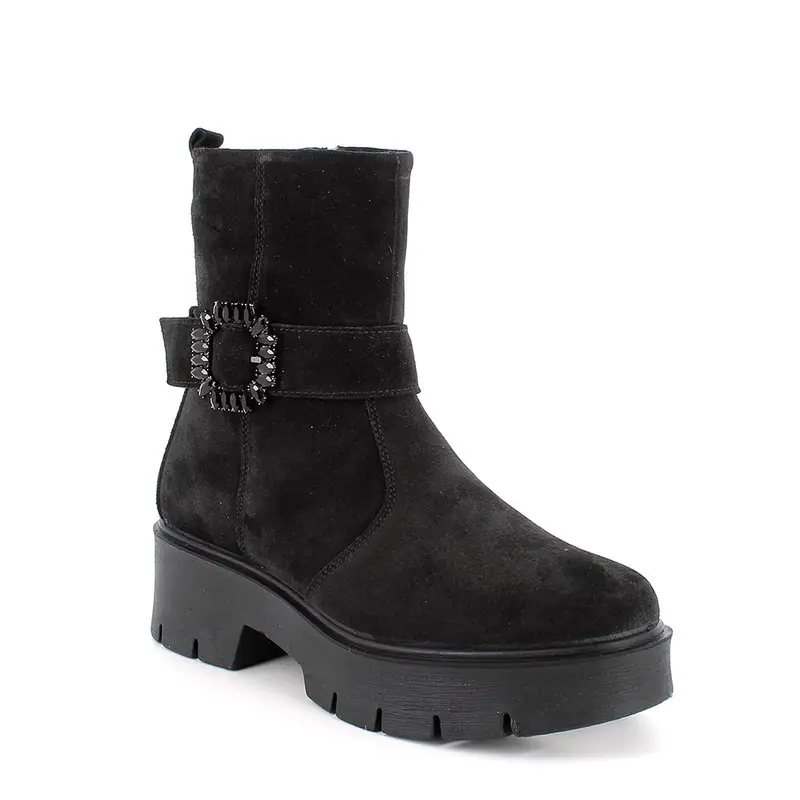 Stivaletti da donna nero con zip miniatura 2