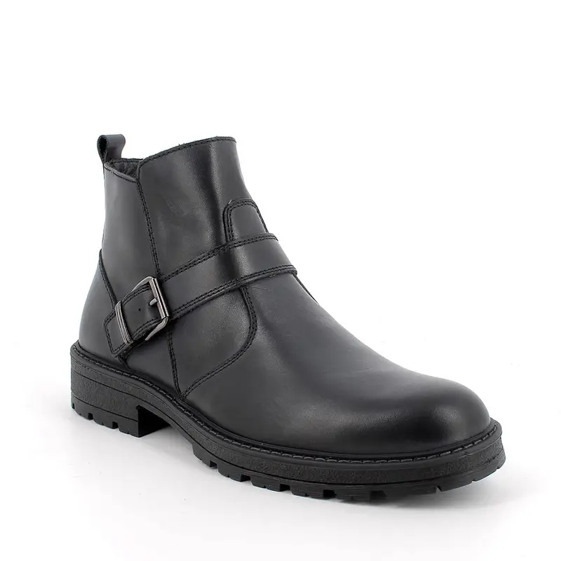 Stivaletti da uomo nero con zip miniatura 2