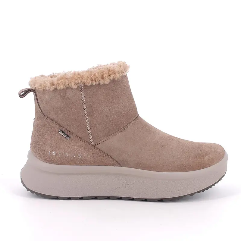 Stivaletti gore-tex con zeppa da donna beige con zip