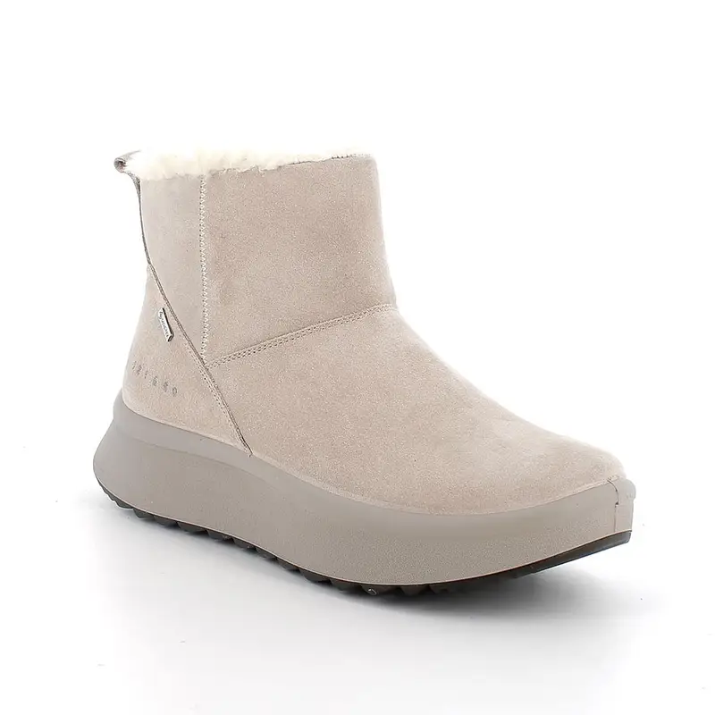 Stivaletti gore-tex con zeppa da donna beige con zip miniatura 2