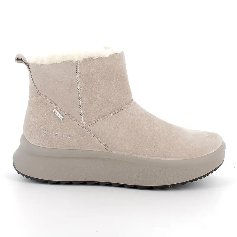 Stivaletti gore-tex con zeppa da donna beige con zip