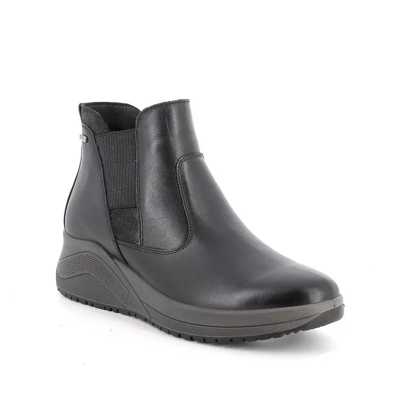 Stivaletti gore-tex con zeppa da donna nero con zip miniatura 2