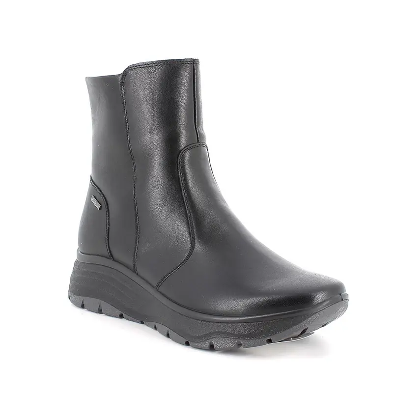 Stivaletti gore-tex con zeppa da donna nero con zip miniatura 2