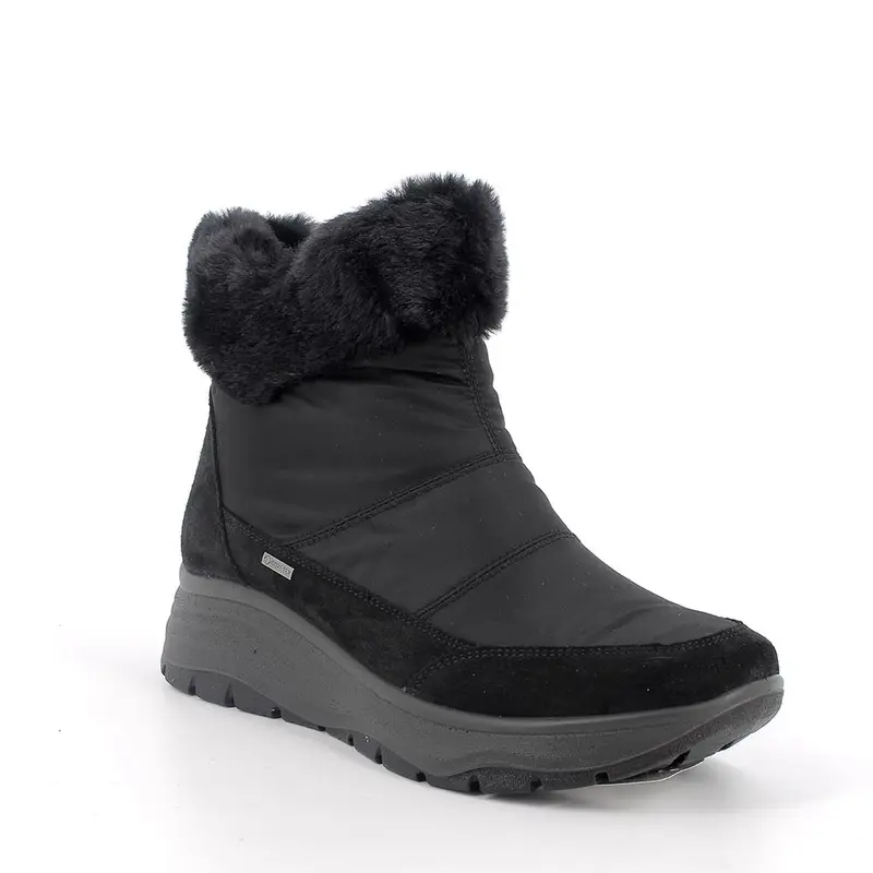 Stivaletti gore-tex con zeppa da donna nero con zip miniatura 2