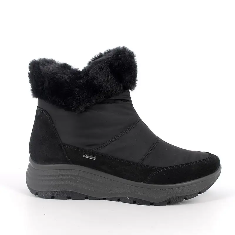 Stivaletti gore-tex con zeppa da donna nero con zip