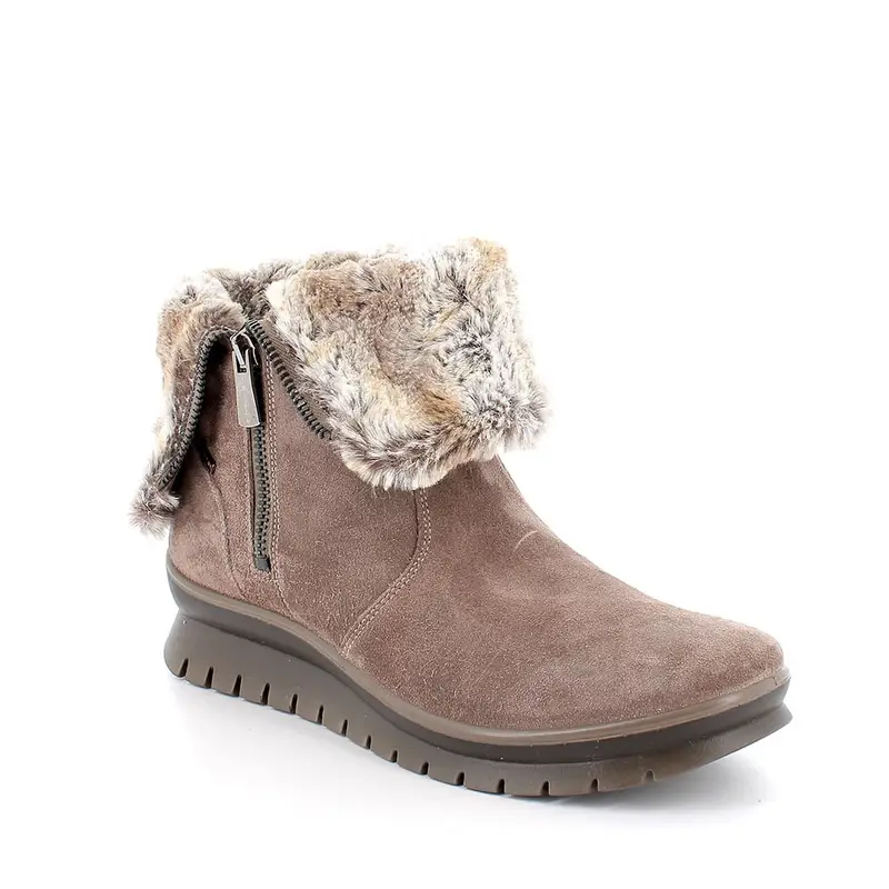 Stivaletti gore-tex da donna beige con zip miniatura 2