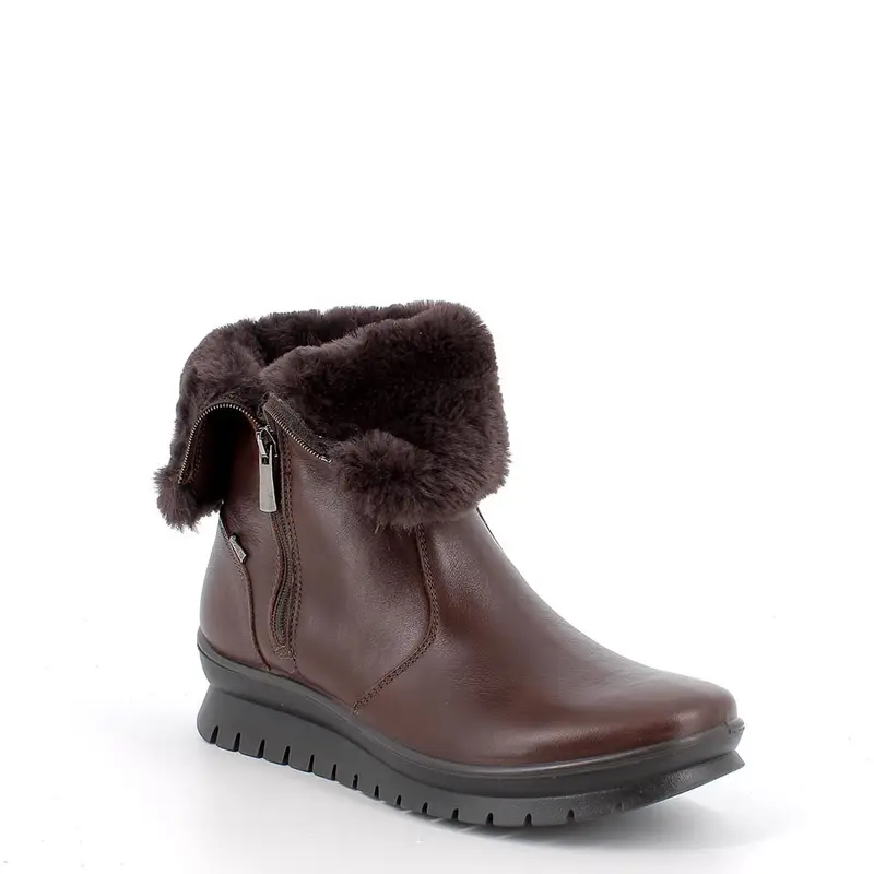 Stivaletti gore-tex da donna marrone con zip miniatura 2