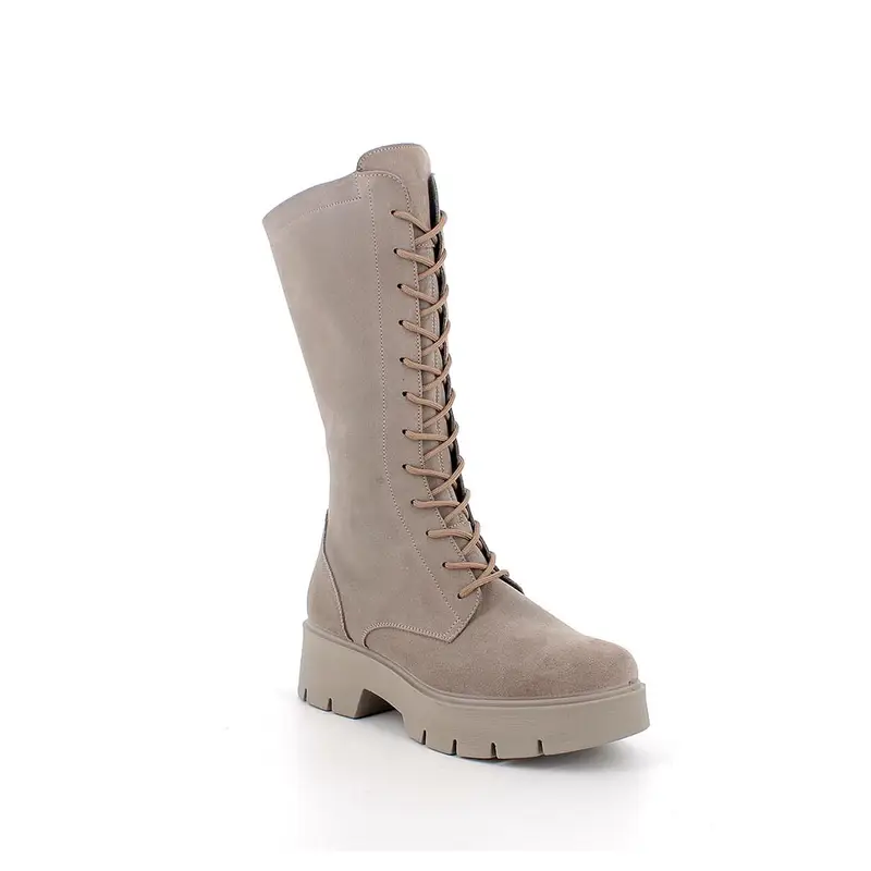 Stivali da donna beige con zip miniatura 2