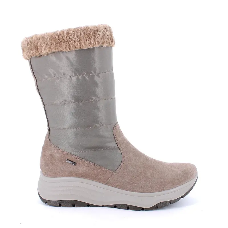 Stivali gore-tex con zeppa da donna beige con zip