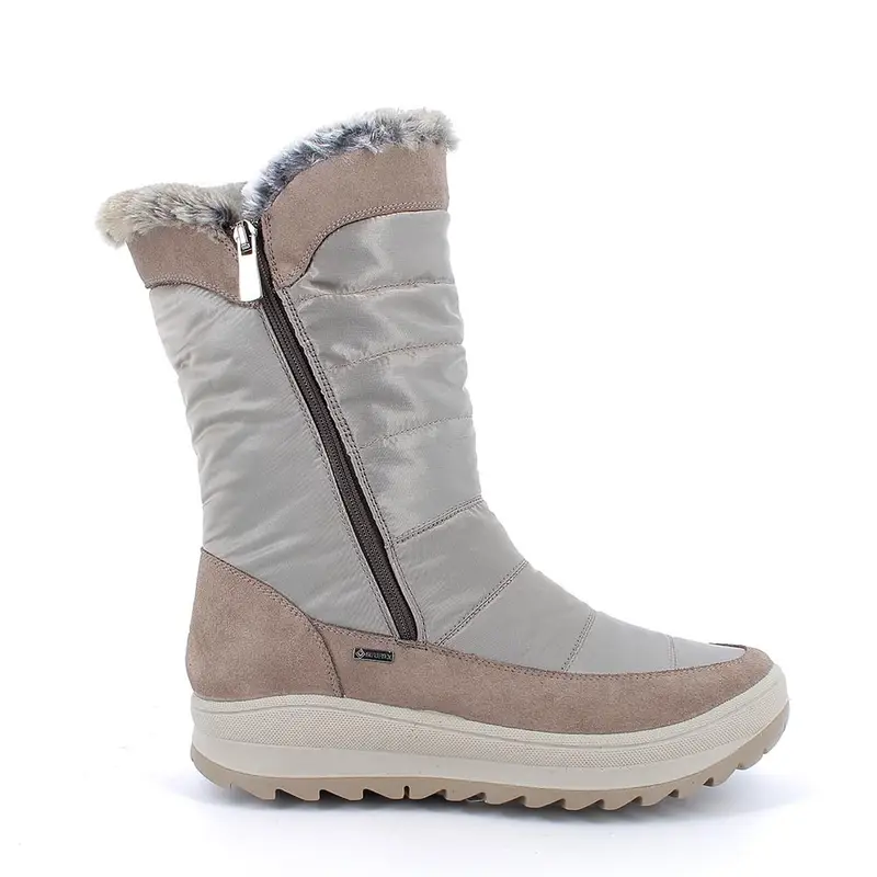 Stivali gore-tex da donna beige con zip