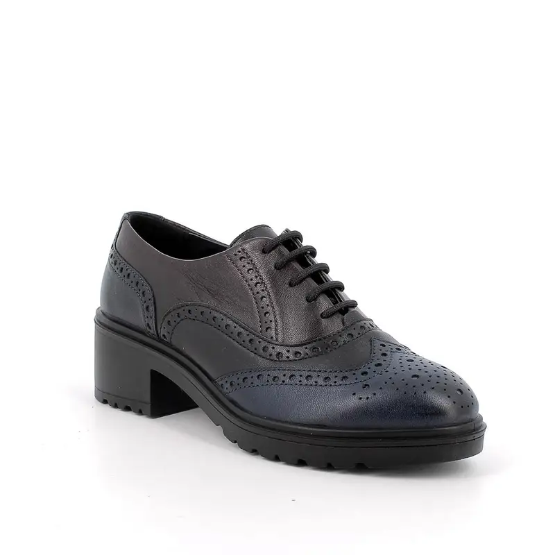 Stringate con tacco da donna blu e bordò con lacci miniatura 2