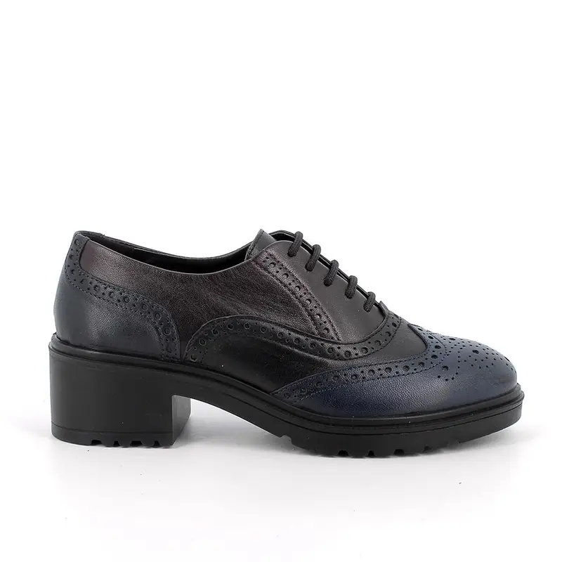 Stringate con tacco da donna blu e bordò con lacci