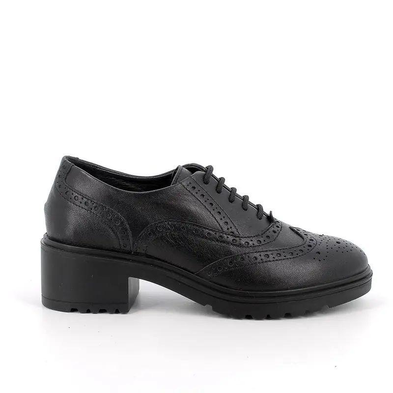 Stringate con tacco da donna nero con lacci