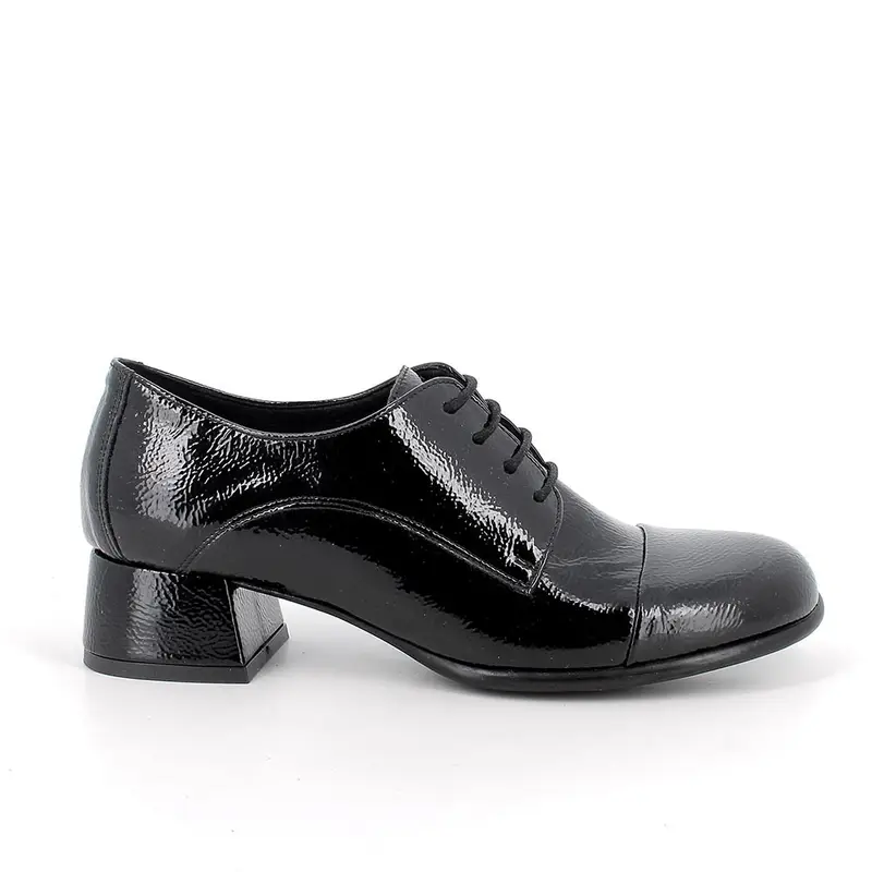 Stringate con tacco da donna nero con lacci