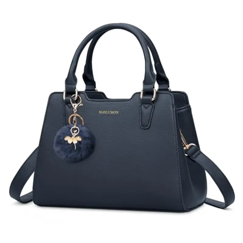 IGOLUMON Borsa Donna Borse in Pelle Borsa Mano Donna Grande Lavoro Tote Bag Università Tracolla Borsetta Tracolla Media Borsette a Spalla Firmate in Saldo Blu scuro
