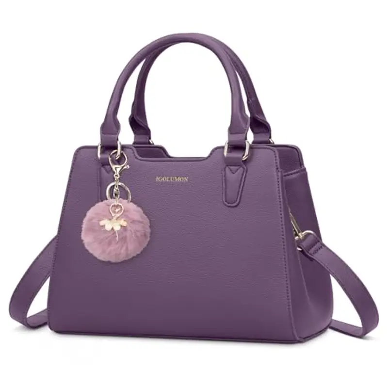 IGOLUMON Borsa Donna Borse in Pelle Borsa Mano Donna Grande Lavoro Tote Bag Università Tracolla Borsetta Tracolla Media Borsette a Spalla Firmate in Saldo Viola