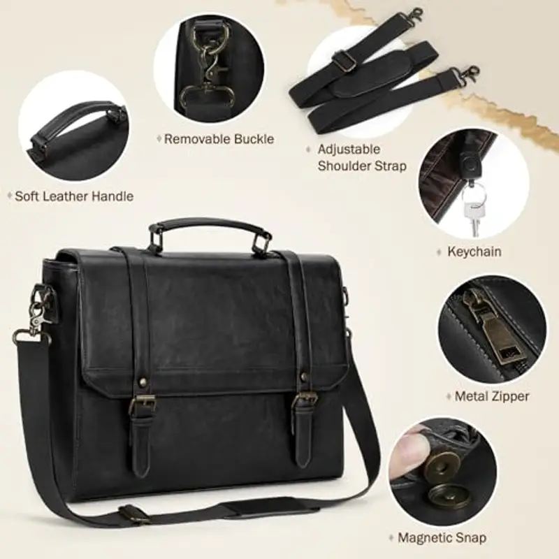 IGOLUMON Borsa Porta PC 15, 6 Pollici Lavoro Uomo Impermeabile, Tracolla Valigetta Porta Documenti miniatura 3