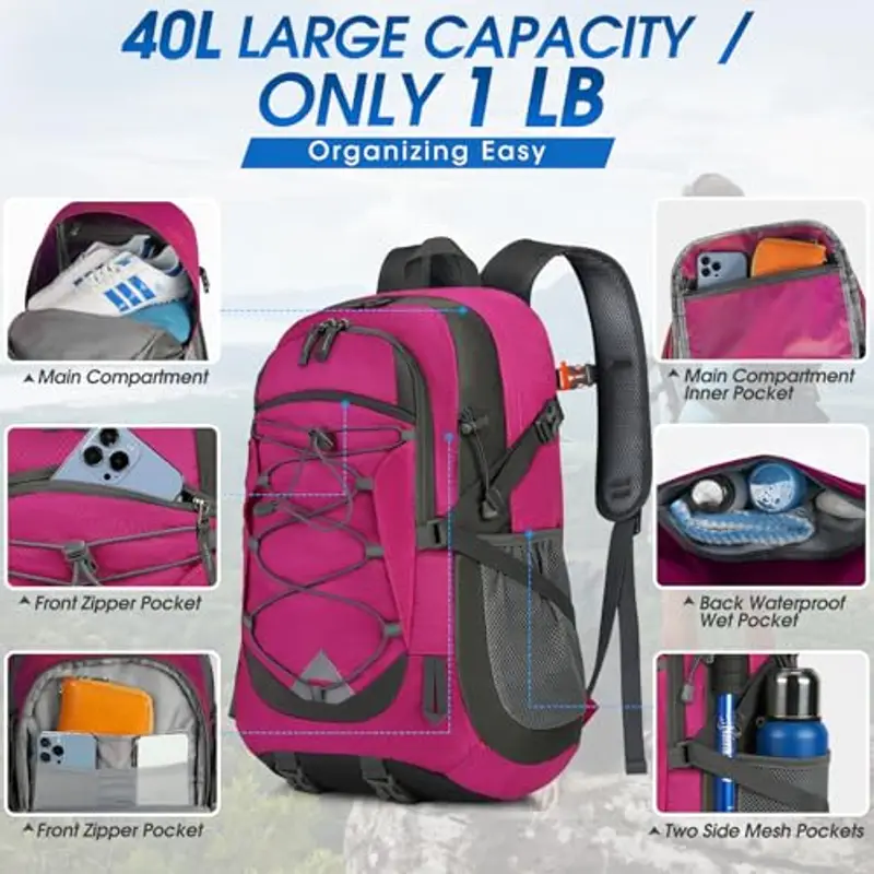 IGOLUMON Zaino Trekking 40 Litri Ultraleggero Pieghevole Zaino Montagna Uomo Donna miniatura 2