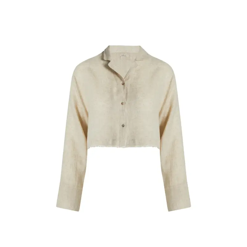 Camicia crop in lino donna Ikikiz